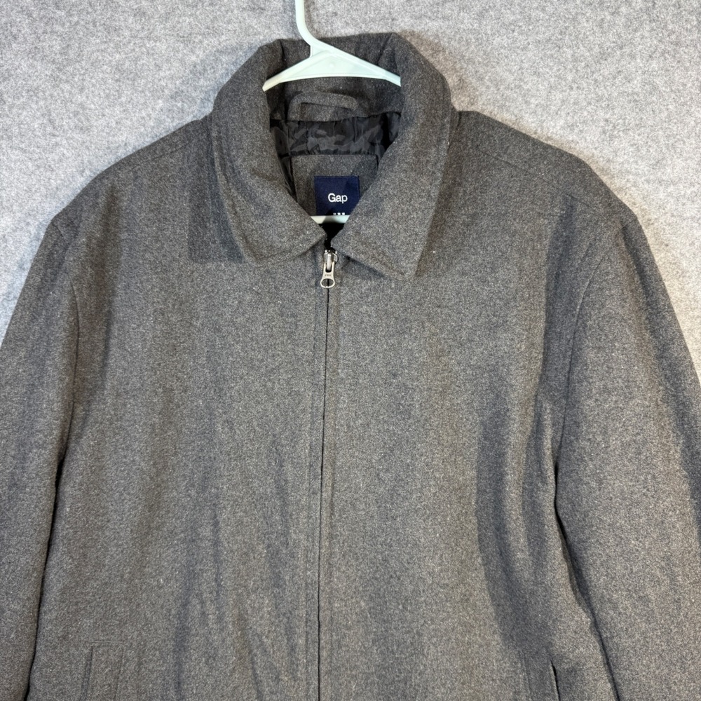 Gap Men's Charcoal Gray Wool Blend Zip Up Bomber‎ Jacket Size Large - Picture 5 of 9